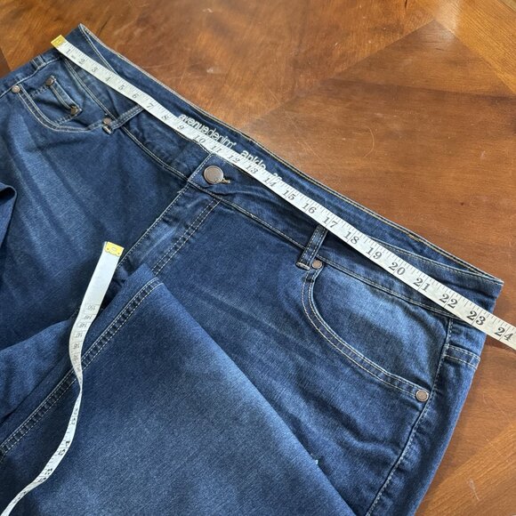 NEW Avenue Women’s Ankle Jeans Blue Plus Sz 26 High Rise Floral Embroidered - Picture 5 of 13